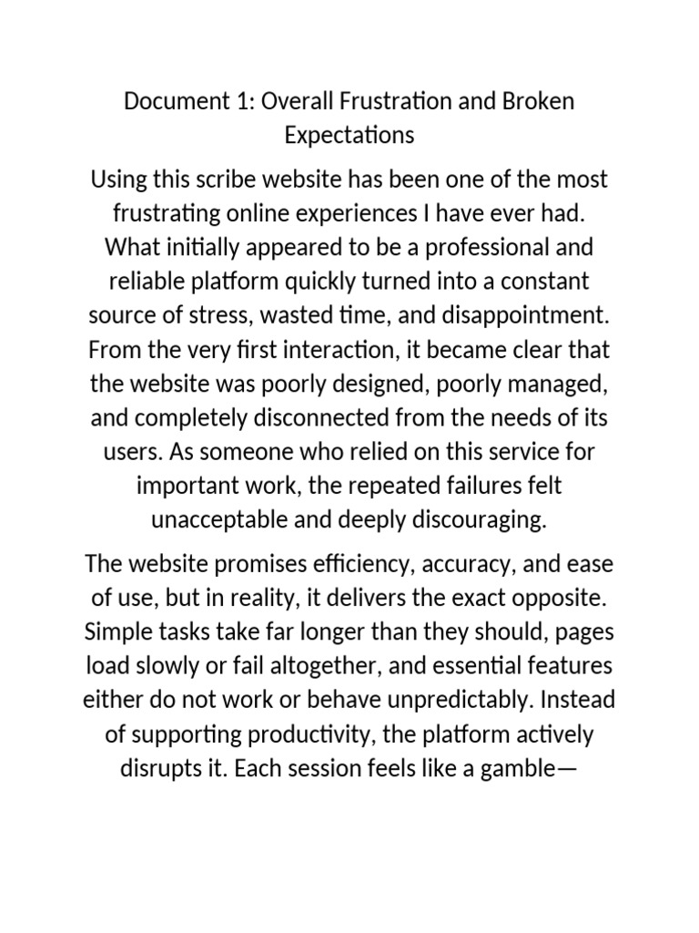 Overall Frustration and Broken Expectations | PDF
