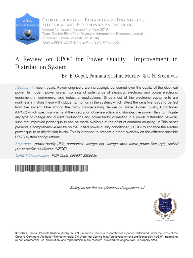 A Review On UPQC For Power Quality Impro | PDF | Power Inverter ...