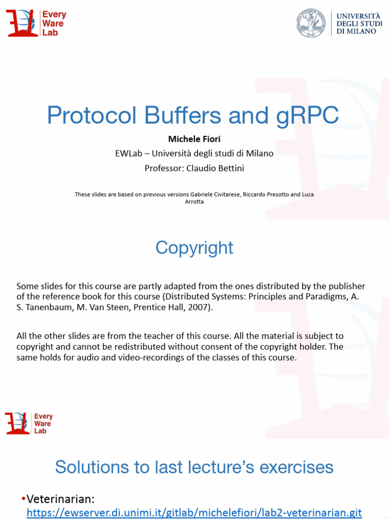 Lab3 - Protocol Buffers and GRPC | PDF | Client–Server Model | Method ...