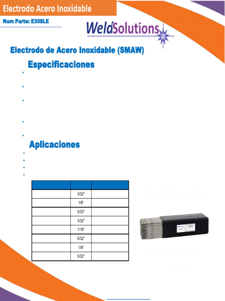Fichas Tecnicas 308 Inoxidable Electrodo | PDF