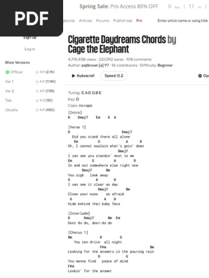 cigarette daydreams key Learn 'Cigarette Daydreams' Chords Easily Cigarette Daydreams - Cage the