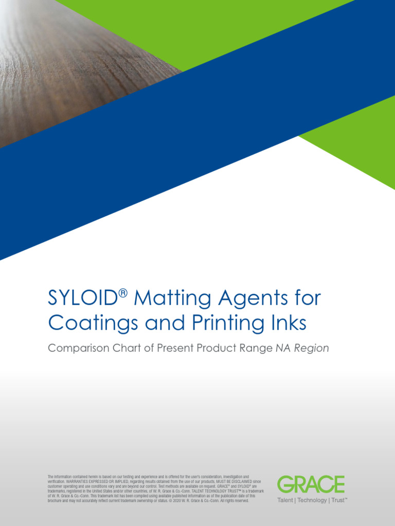 SYLOID Matting Agents Comparison Chart | PDF | Physical Chemistry ...