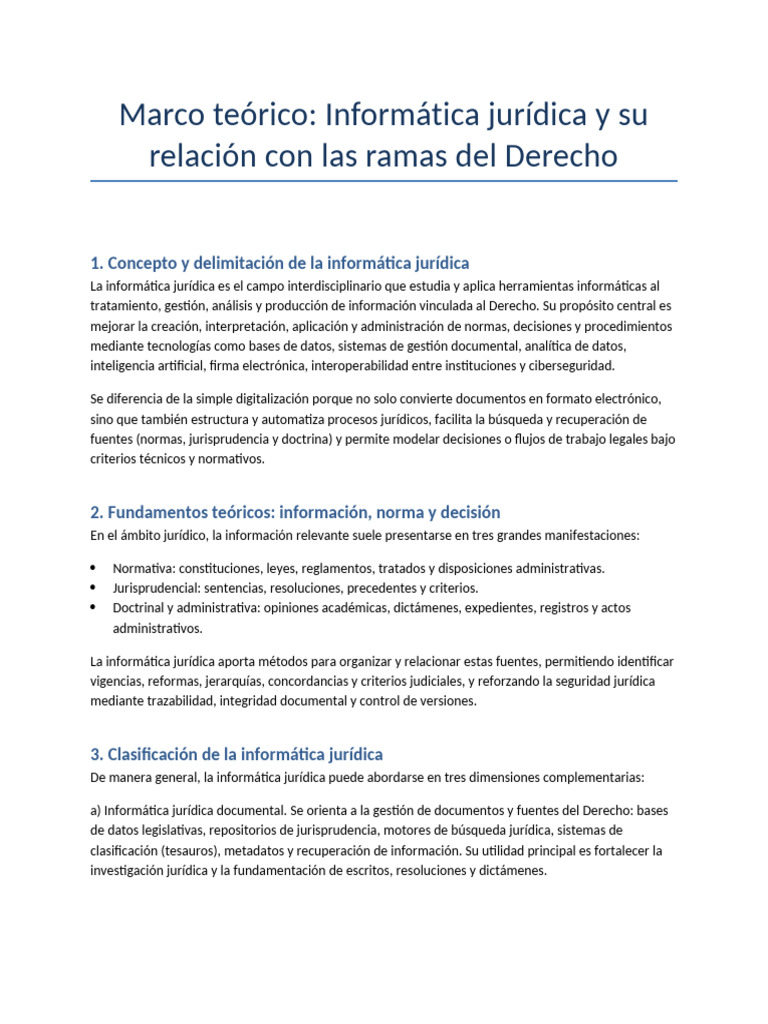 Marco Teorico Informatica Juridica | PDF | Informática | Caso de ley