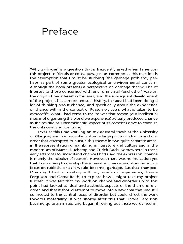 Preface On Garbage | PDF | Experience