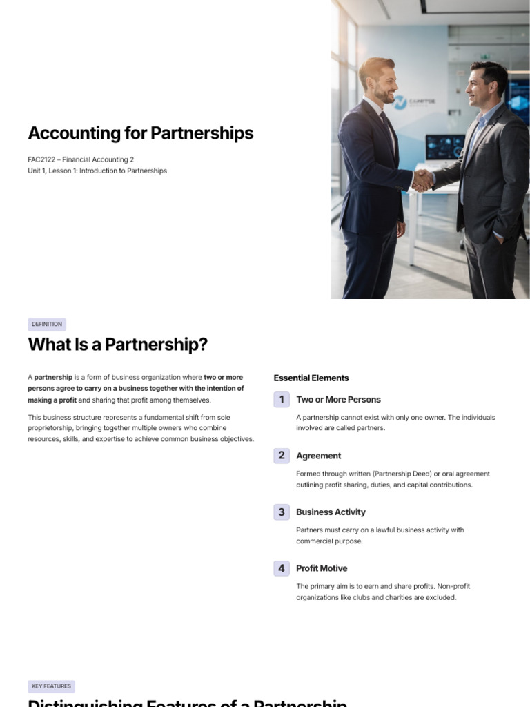 Lesson 1 Introduction To Partnerships | PDF | Partnership | Legal Liability