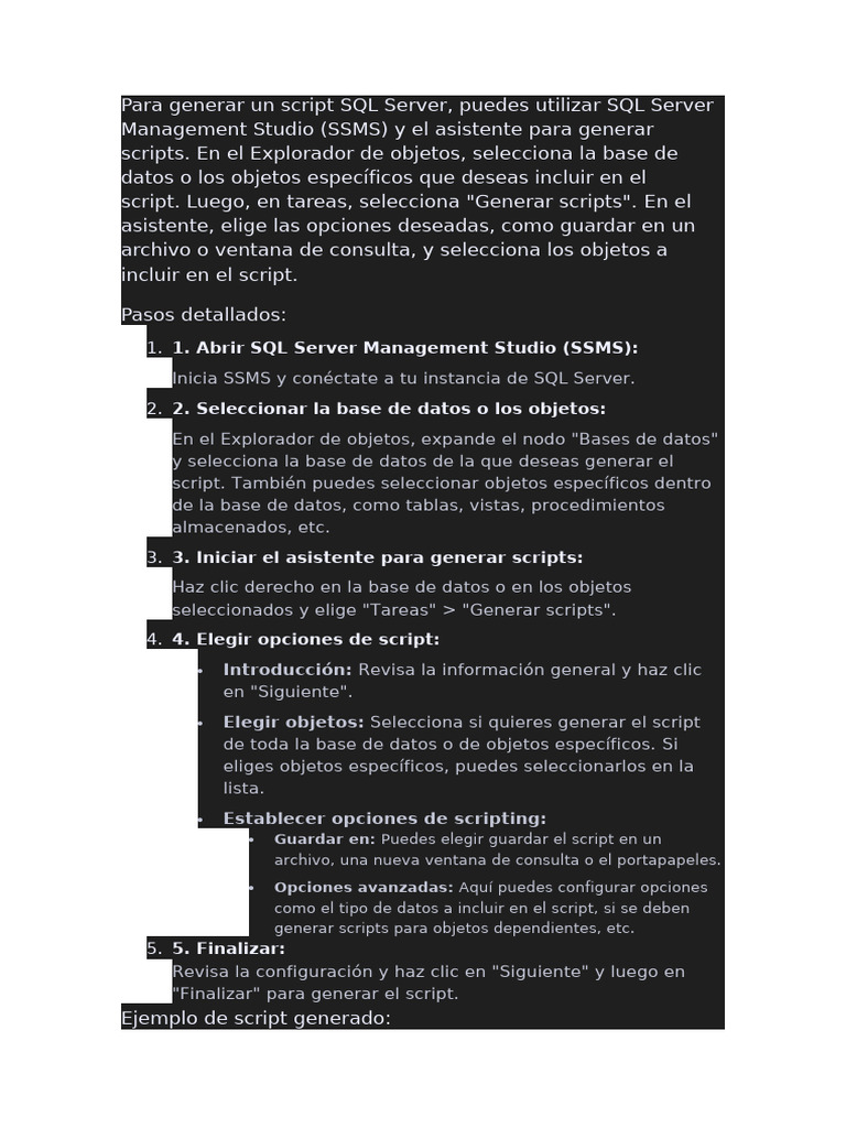 Obtener El Script de La Base de Datos | PDF | Servidor SQL de Microsoft ...