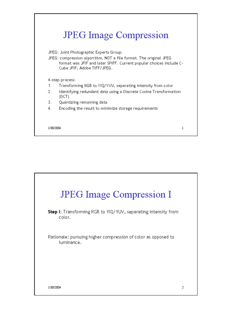 JPEG Image Compression | PDF | Computers