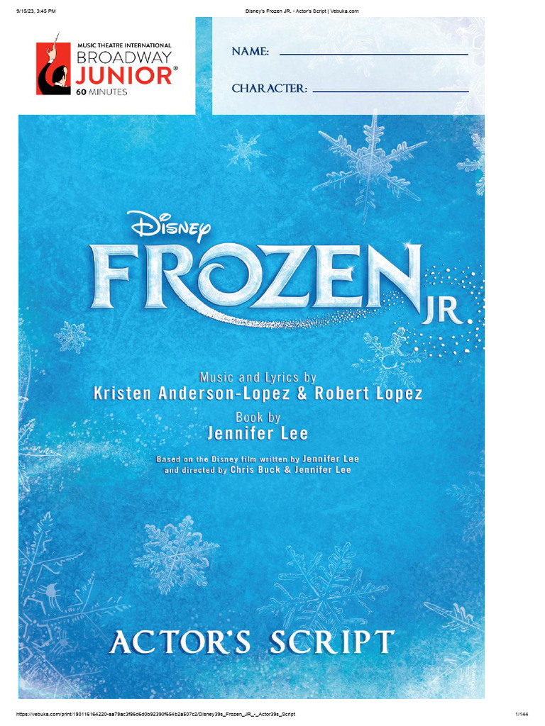 Disney's Frozen JR. - Actor's Script | PDF
