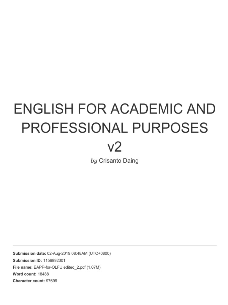 English For Academic and Professional Purposes v2 | PDF