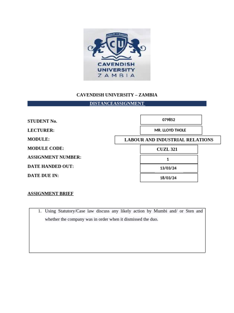 Labour and Ind. Relations DL Assign. | PDF | Employment | Justice