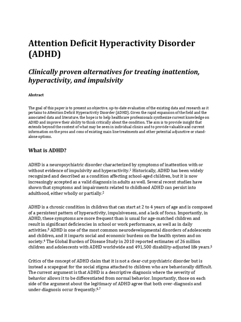 ADHD White Paper 2020 | PDF | Attention Deficit Hyperactivity Disorder ...