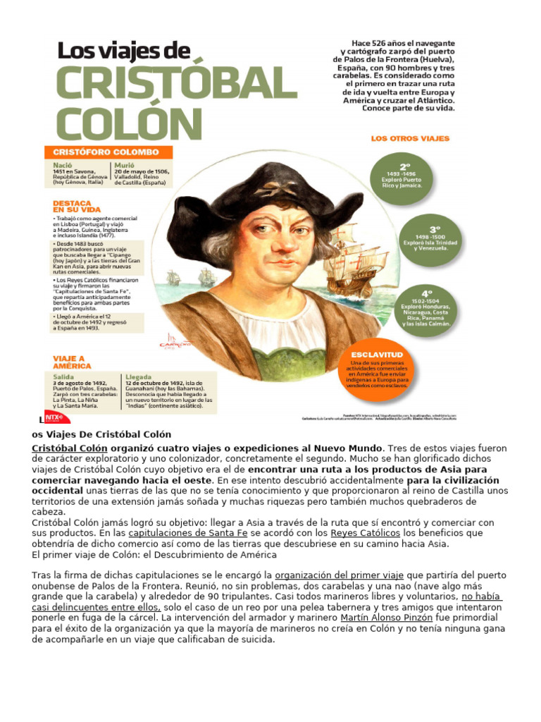 Viajes de Cristobal Colon | PDF | Cristobal colon | Viajes de Cristóbal ...