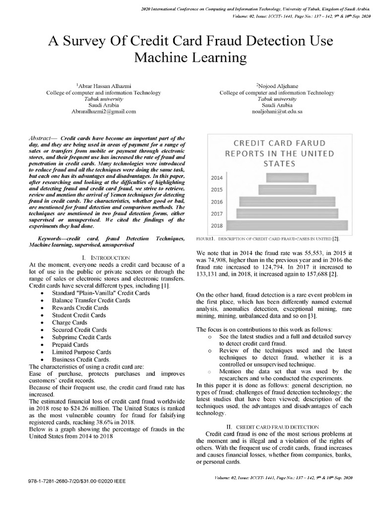 A Survey of Credit Card Fraud Detection Use Machine Learning | PDF ...