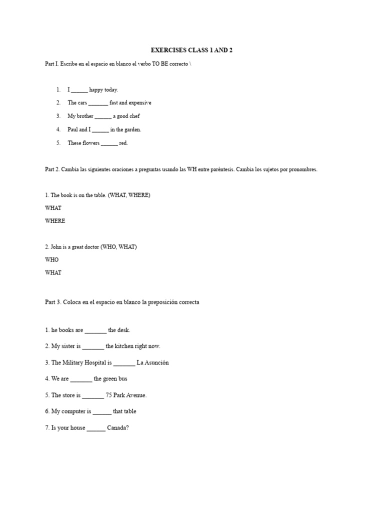 Ejercicios Class 1 and 2 | PDF