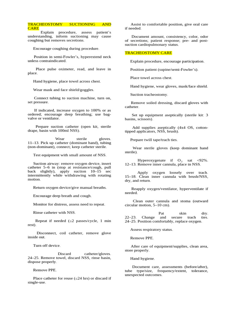 Tracheostomy Suctioning and Care | PDF | Clinical Medicine | Medical ...