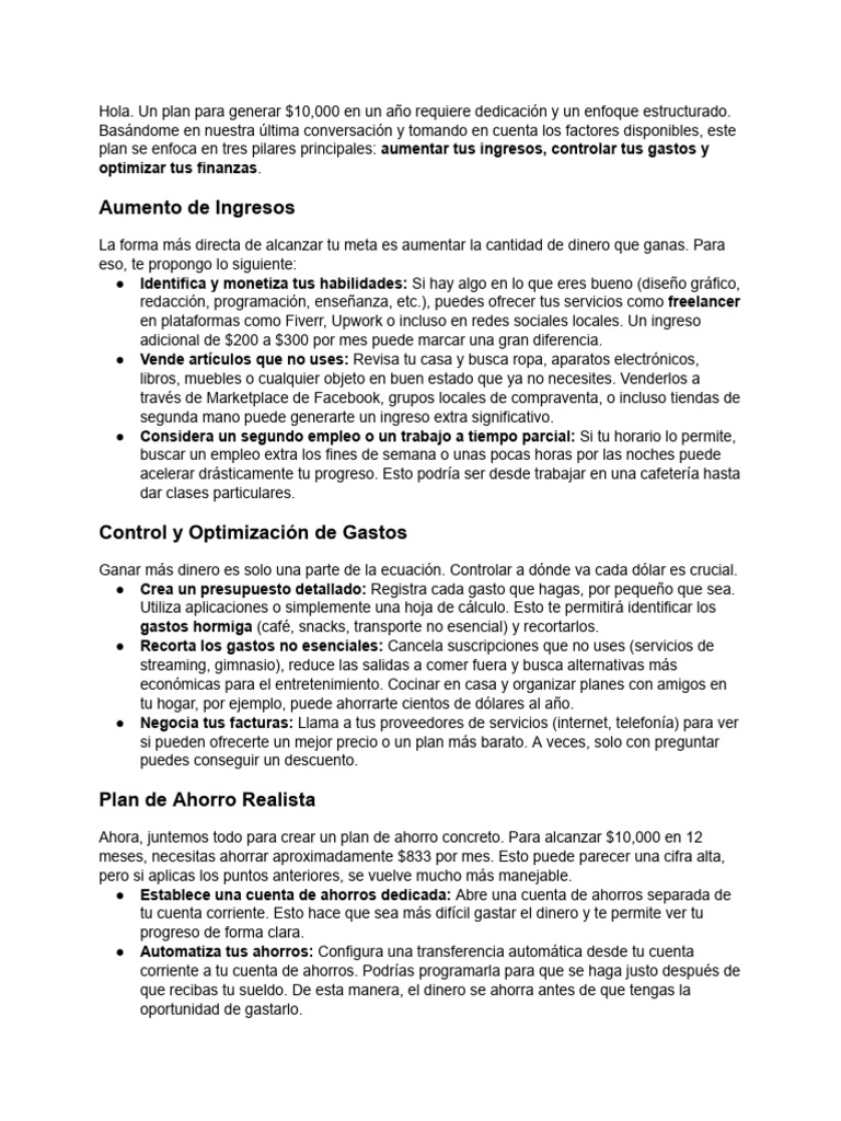 Gemini, Haz Un Plan Financiero Basado en Los Datos... | PDF | Ahorro ...