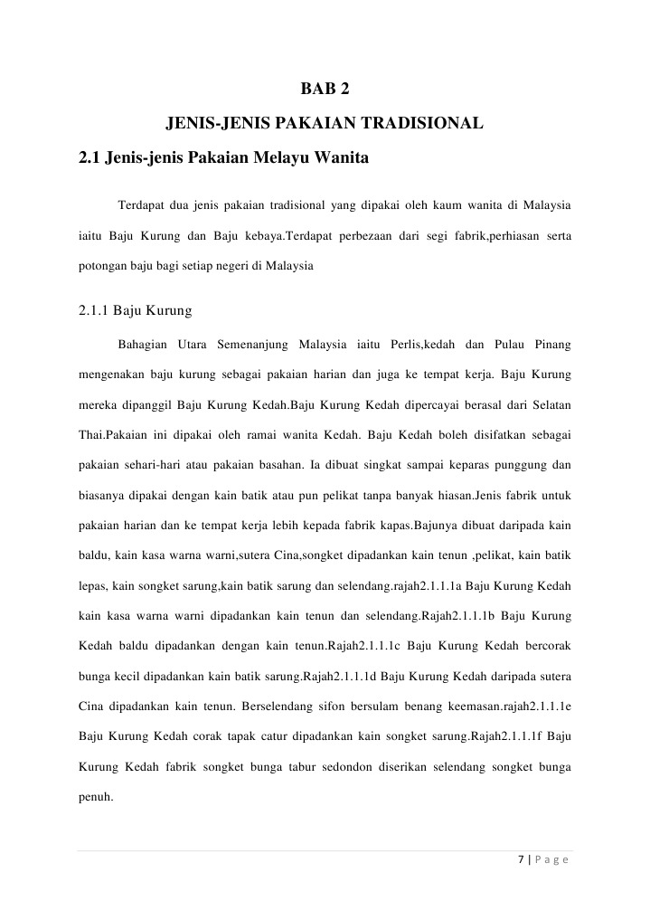 Bab 2 Jenis Jenis Pakaian Tradisional 2