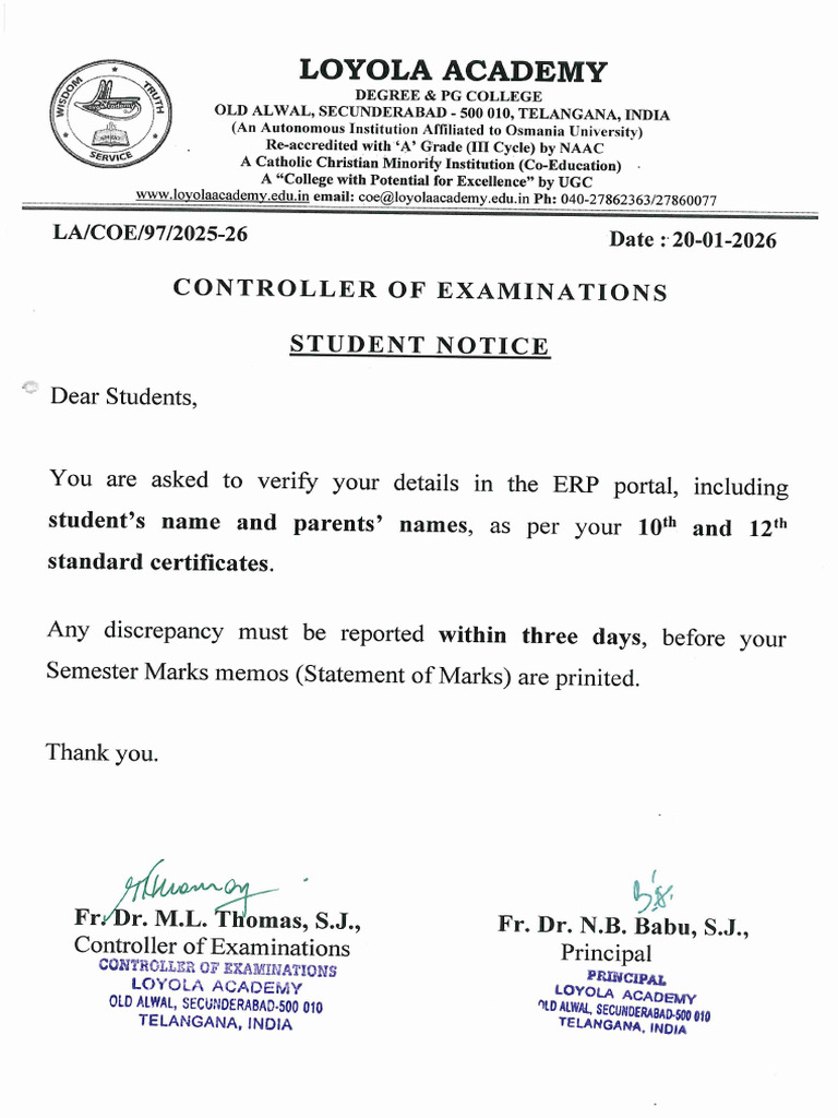 Ug Student Notice | PDF