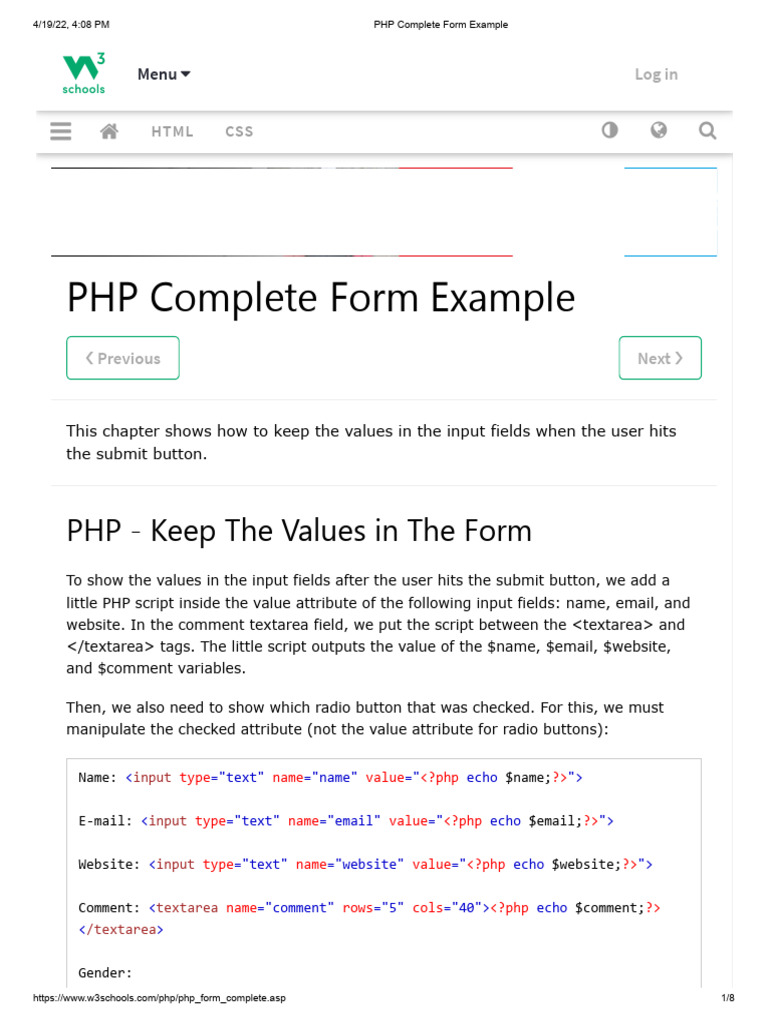 PHP Complete Form Example | PDF | Php | Bootstrap (Front End Framework)