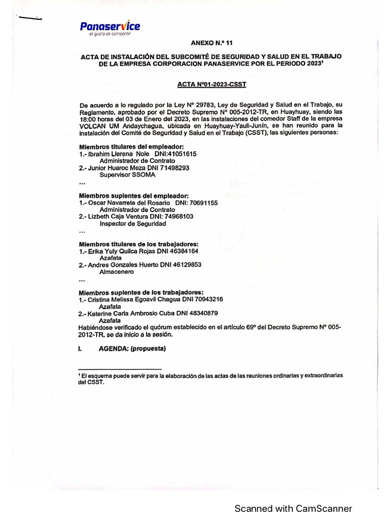 Acta de Instalacion CSST 2023 | PDF