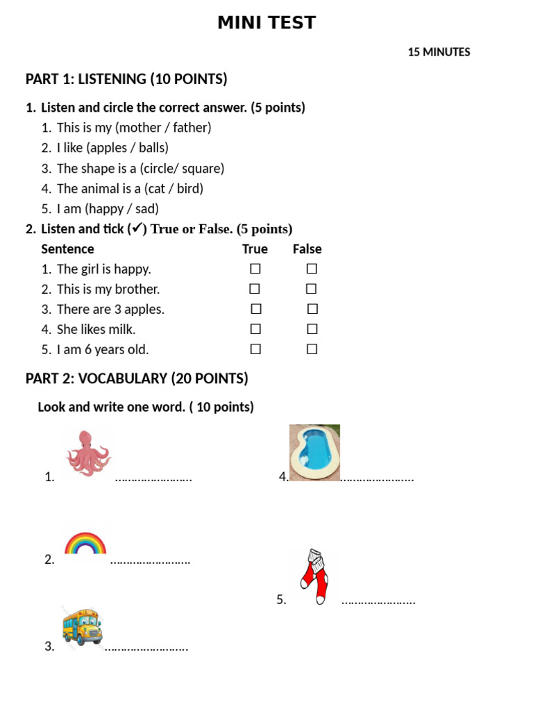 Mini Test | PDF