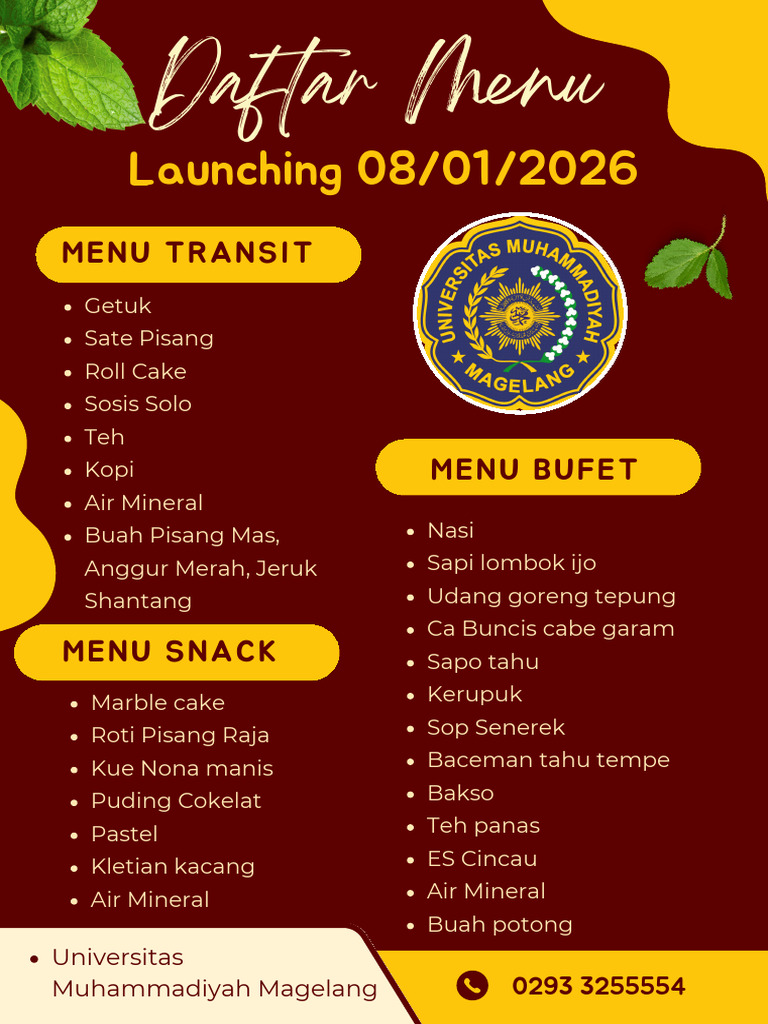 Daftar Menu Makanan Launching FK Unimma | PDF