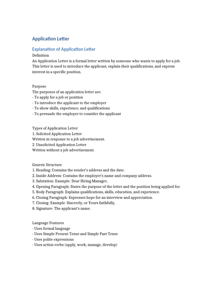 Application Letter Explanation | PDF
