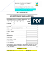 Midlands State University: Postgraduate Admission Application Form