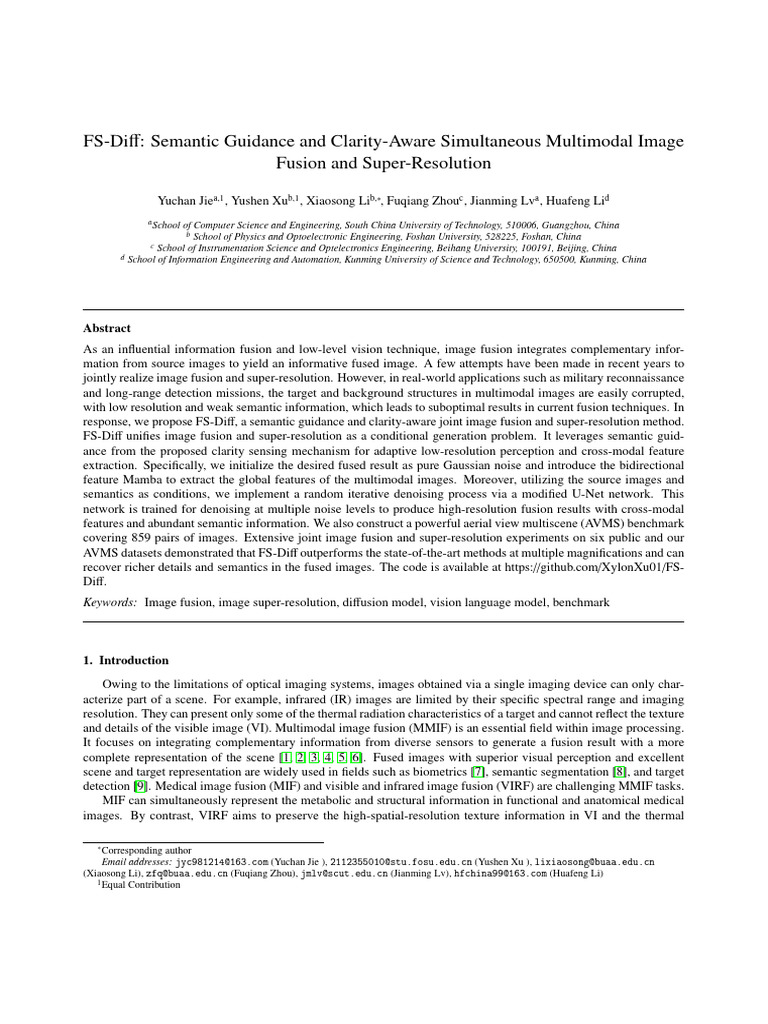 FS-Diff - Semantic Guidance and Clarity-Aware Simultaneous Multimodal ...