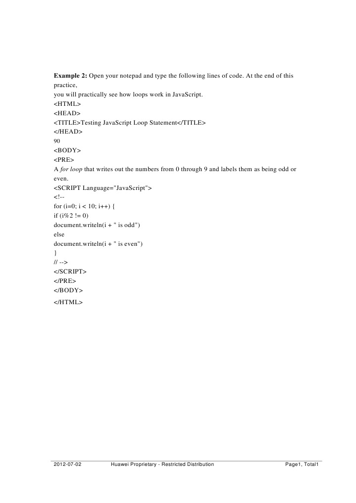JavaScript Loop Example Code | PDF | Teaching Methods & Materials ...