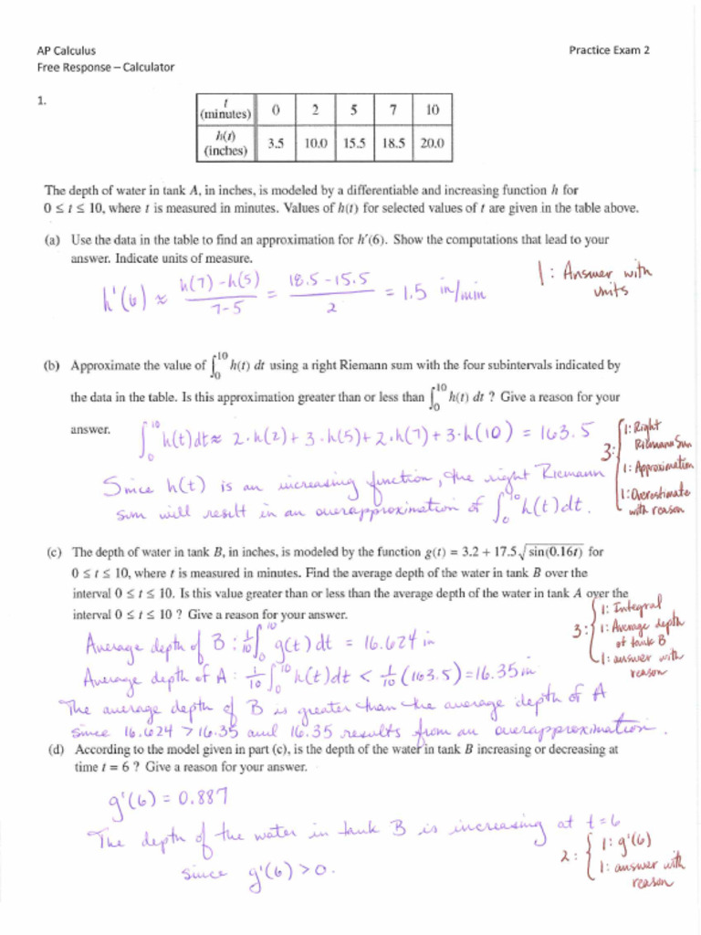 Ab Practice Exam 2 FRQ Scoring | PDF