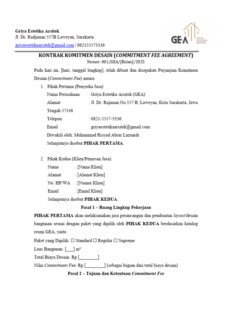 Kontrak Commitment Fee GEA | PDF
