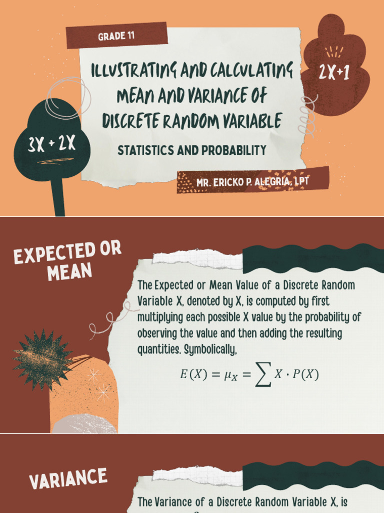Illustrating and Calculating Mean and Variance of Discrete Random ...