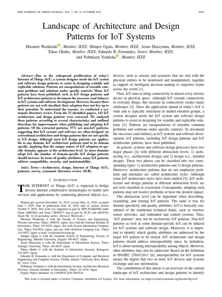 Landscape of Architecture and Design Patterns For IoT Systems | PDF ...