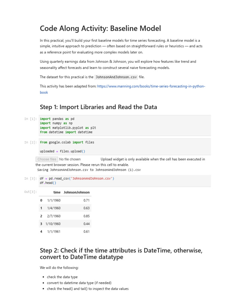 3 2 Time Series Baseline Model | PDF | Forecasting | Applied Mathematics