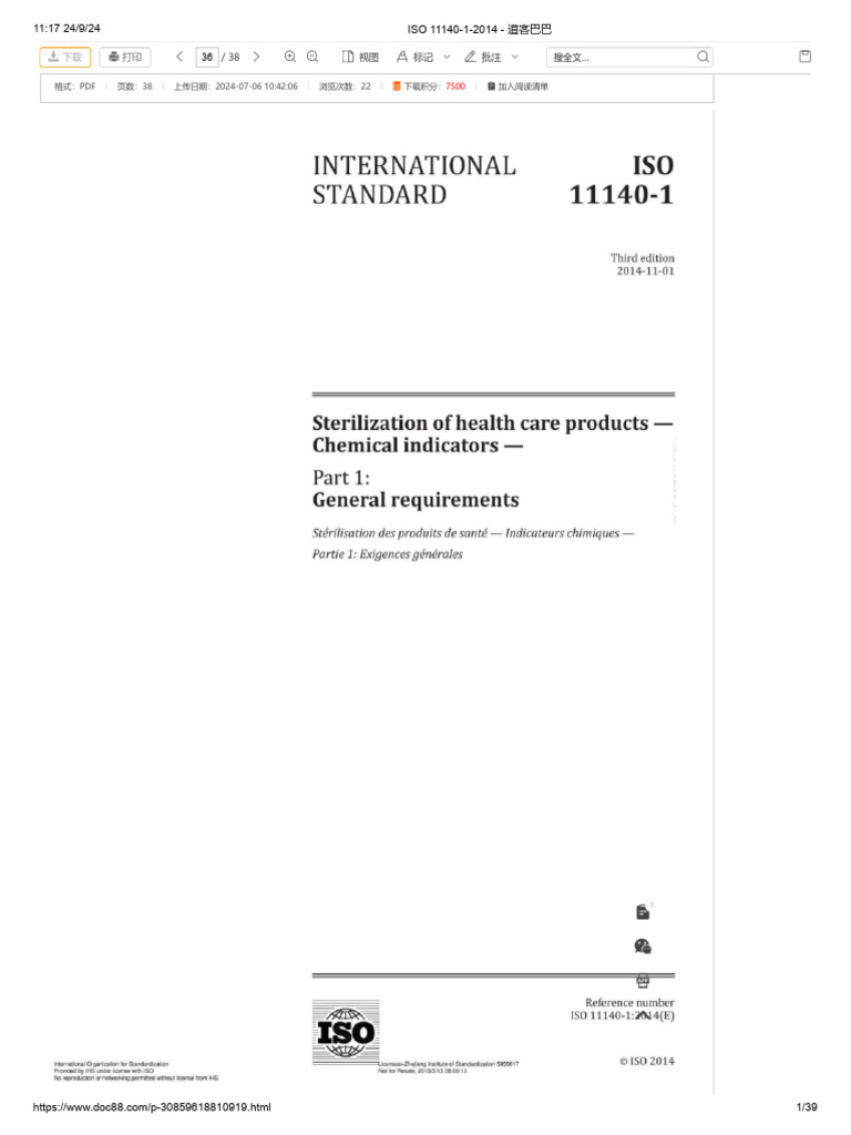 ISO 11140-1-2014 - Nguyên Tác Chung CI | PDF