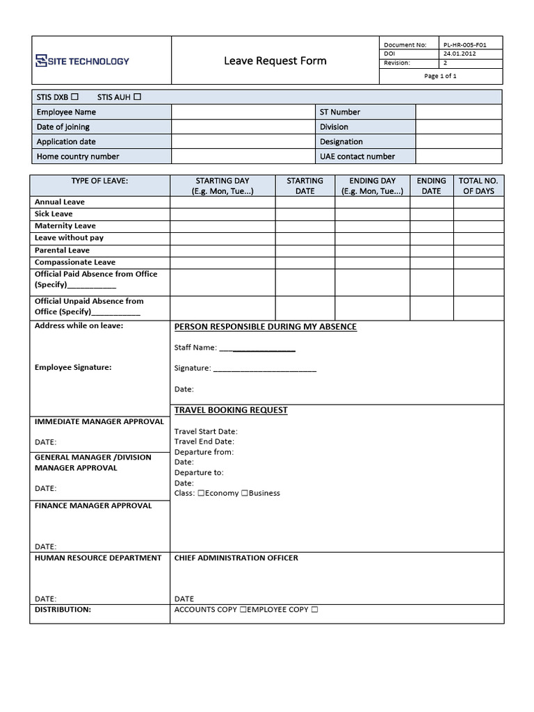 Updated Leave Form | PDF