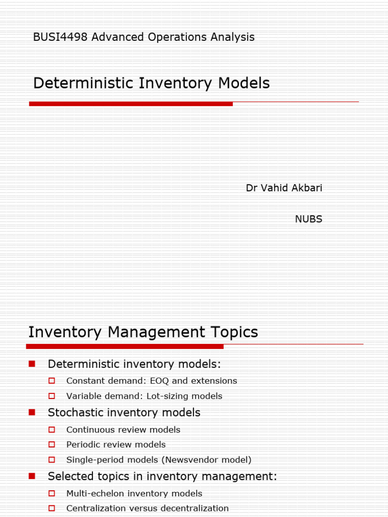 Session 2 Deterministic Inventory Models | PDF | Management Accounting ...