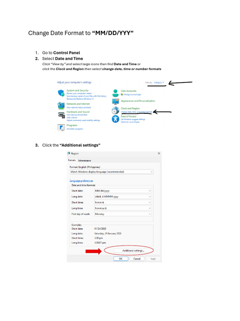 Change Date Format Instruction | PDF