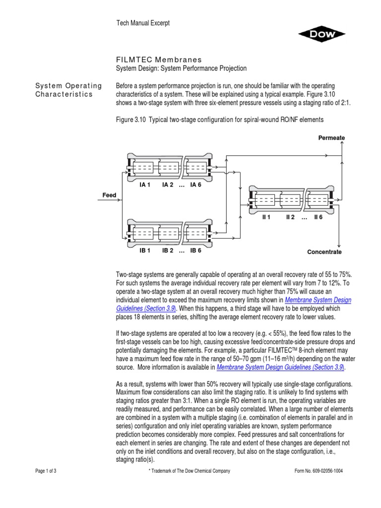FILMTEC Membrane System Design Guide | PDF | Membrane | Pressure