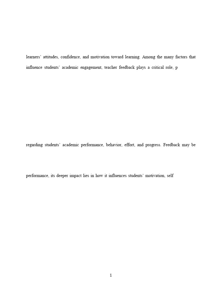 FINAL Impact of Teachers Feedback On Students Motivation JHS | PDF ...