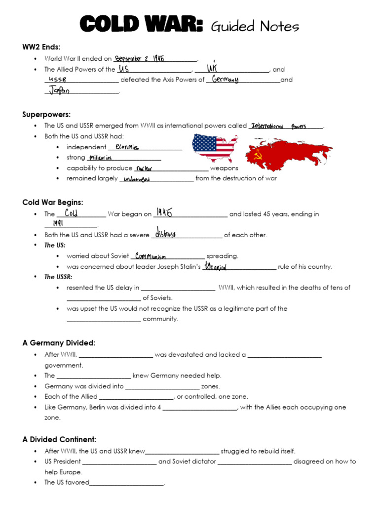 Superpowers Slotted Notes Editable | PDF | Soviet Union | World Politics