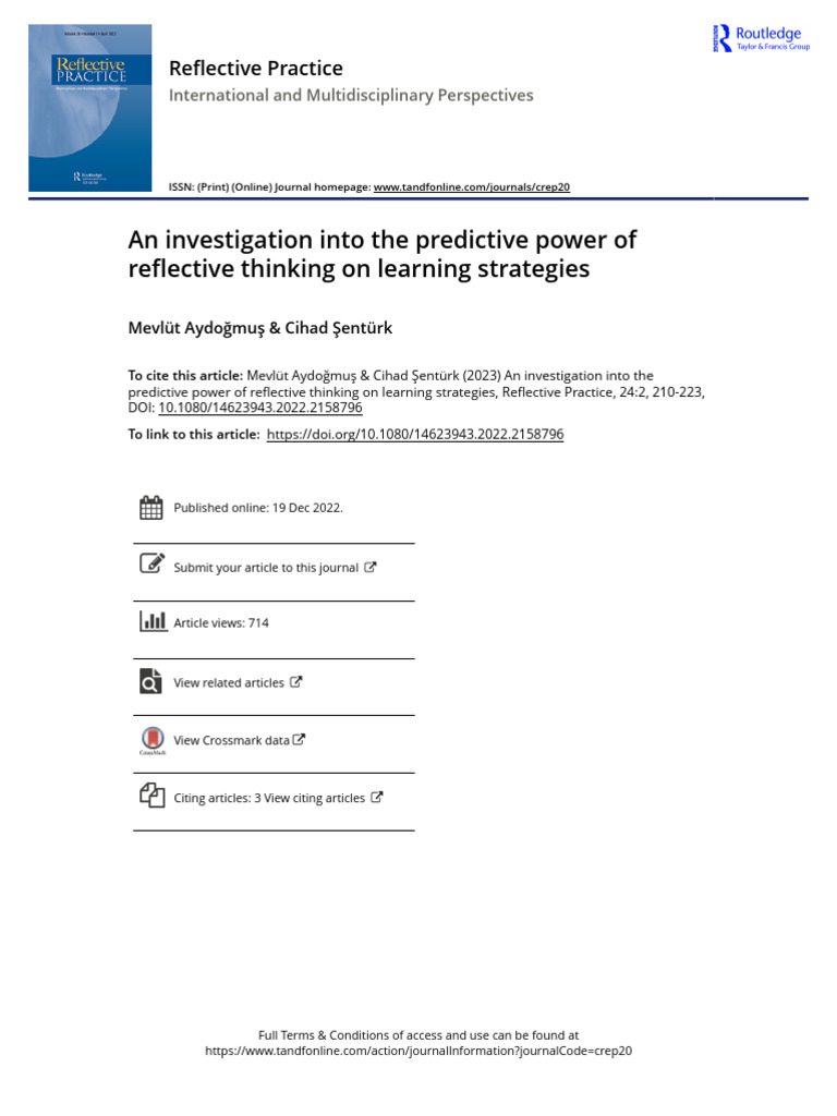 An Investigation Into The Predictive Power of Reflective Thinking On ...