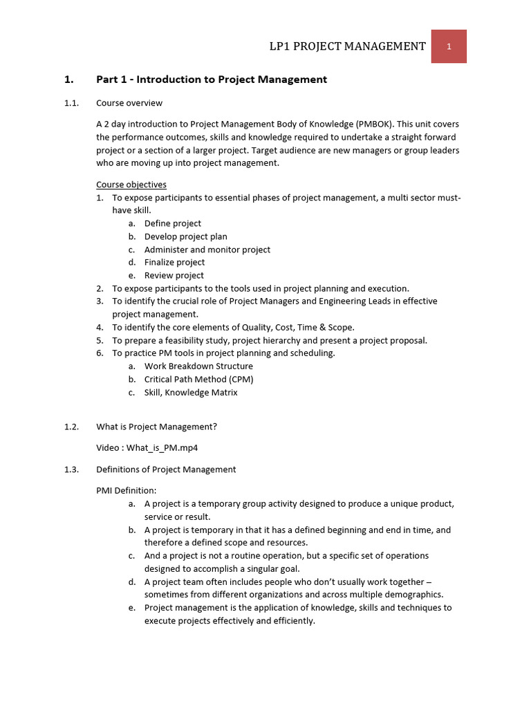LP1 Information Sheet 1 | PDF | Project Management | Risk