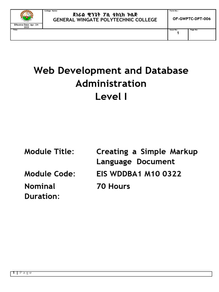 Create Simple Markup Language Decumnet | PDF | Html Element | Html