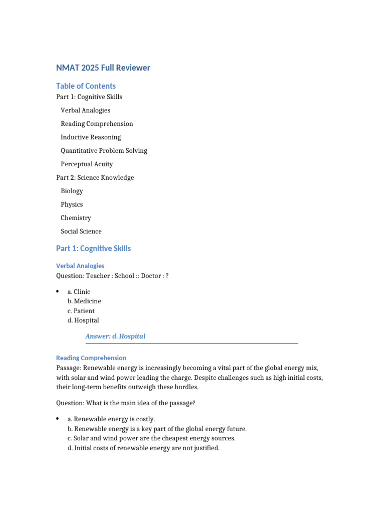 NMAT 2025 Full Reviewer | PDF