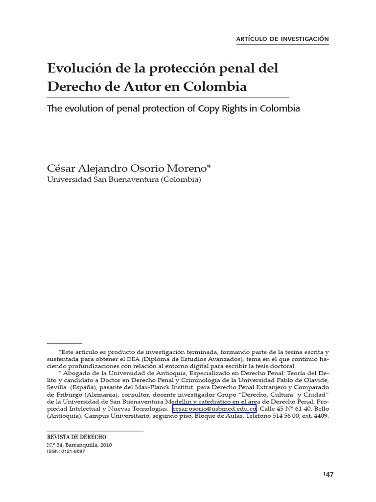 PROTECCION PENAL DEL DERECHO DE AUTOR | PDF | Propiedad intelectual ...