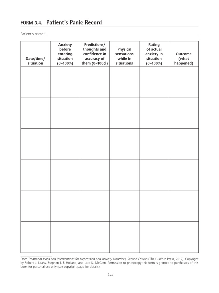 Patient’s Panic Record | PDF