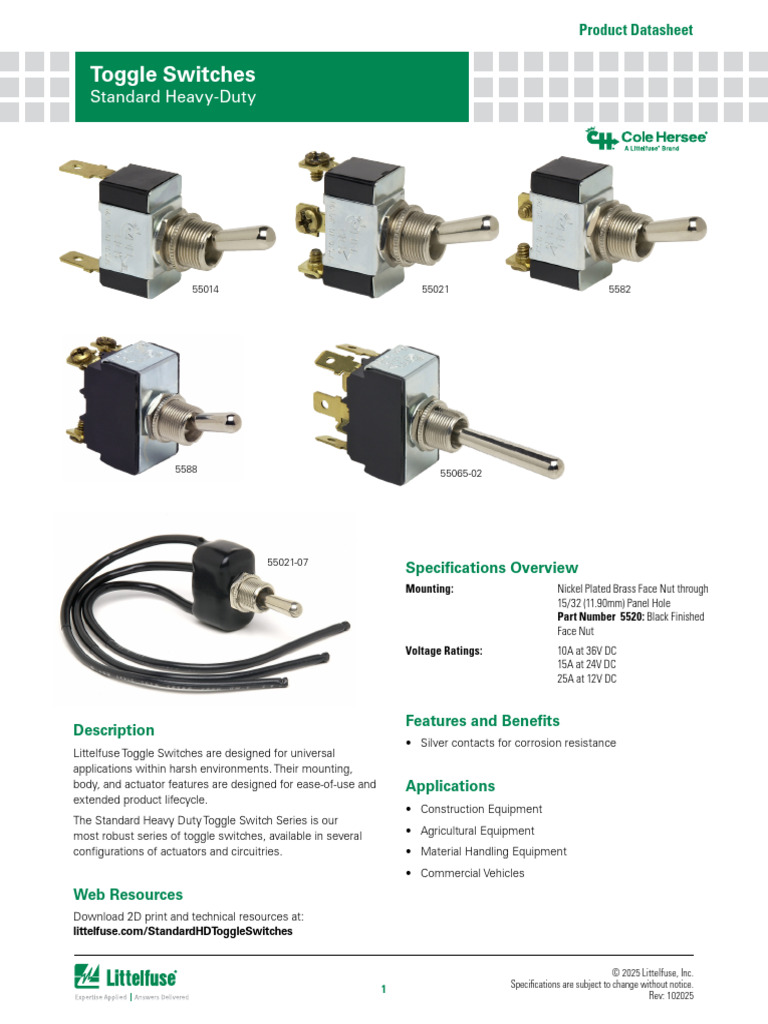 Littelfuse Switches Standard Heavy Duty Switches Datasheet | PDF ...