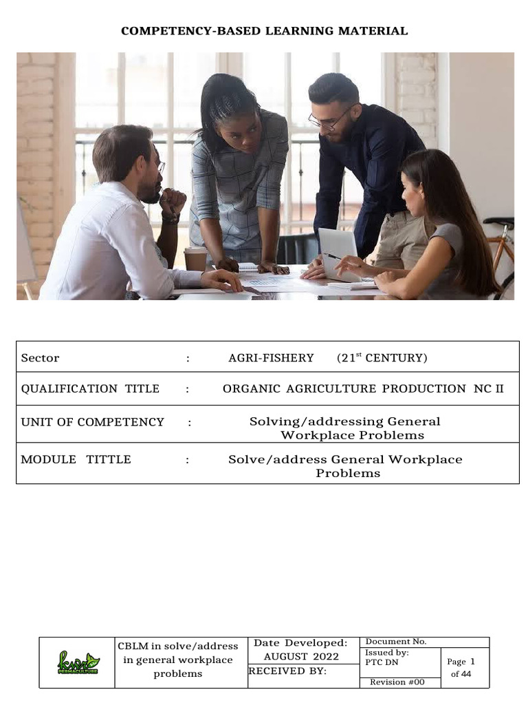 Basic 3 Solve or Address General Workplace Problems PDF For Furnish ...